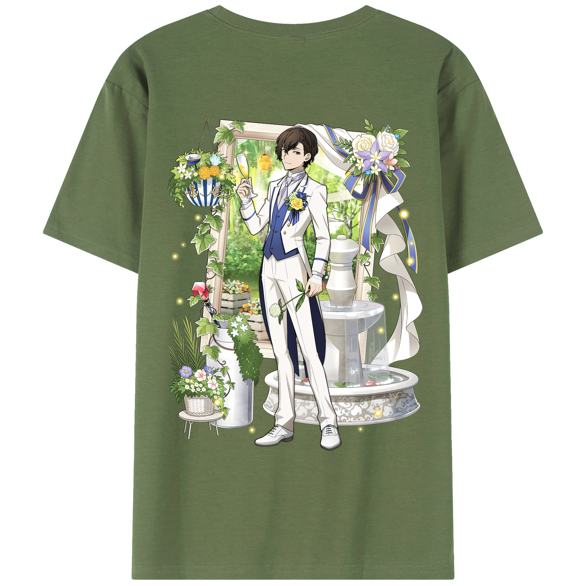 （画像用） 文豪ストレイドッグス Bungo Stray Dogs 綿100％ メンズ半袖Tシャツ（バックプリント） 通気性